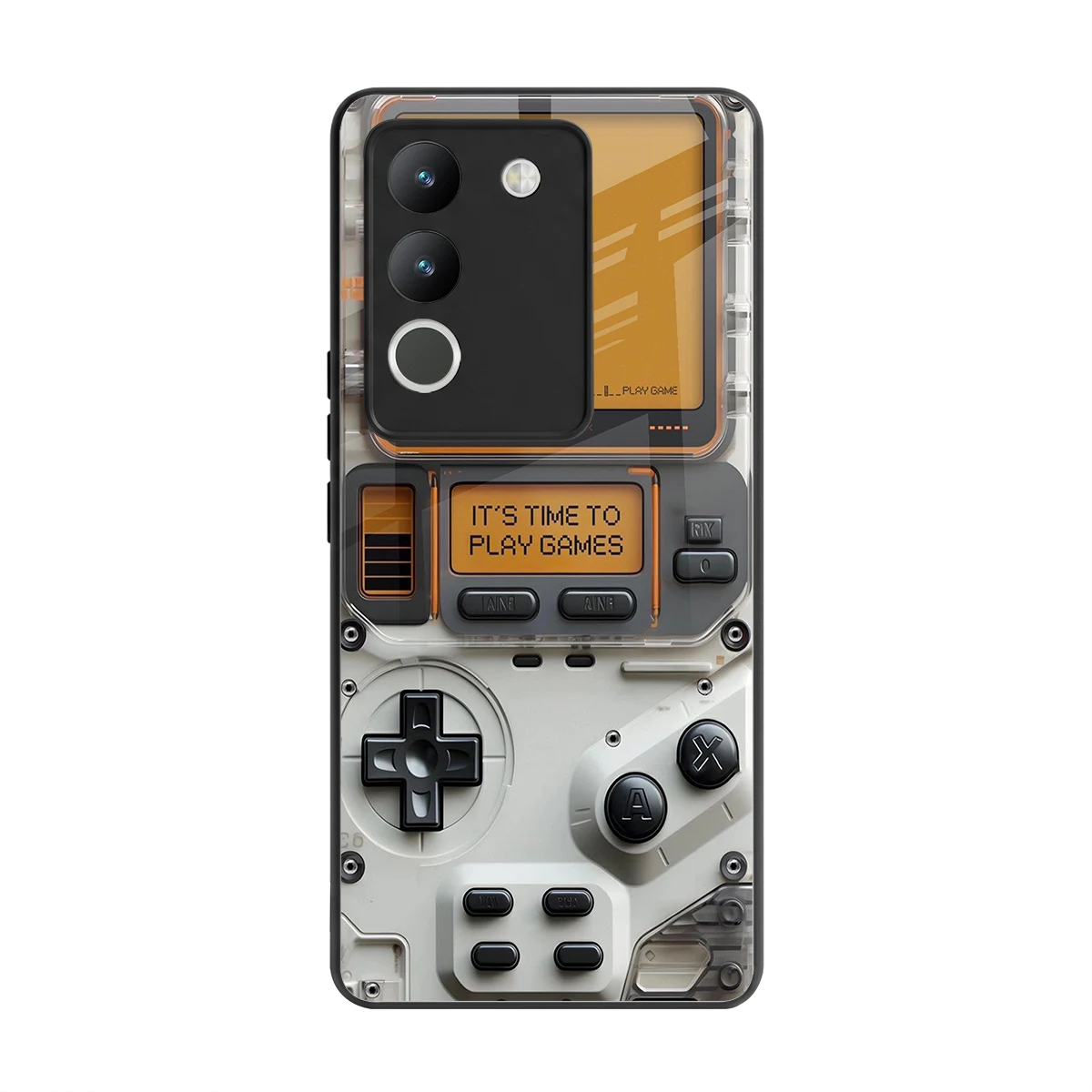 Gameboy Orange back phone cover | glass case for vivo y200 5g