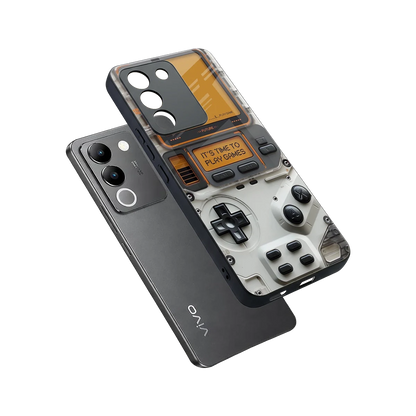 Gameboy Orange sleek vivo y200 5g cover with tempered glass back and TPU edges