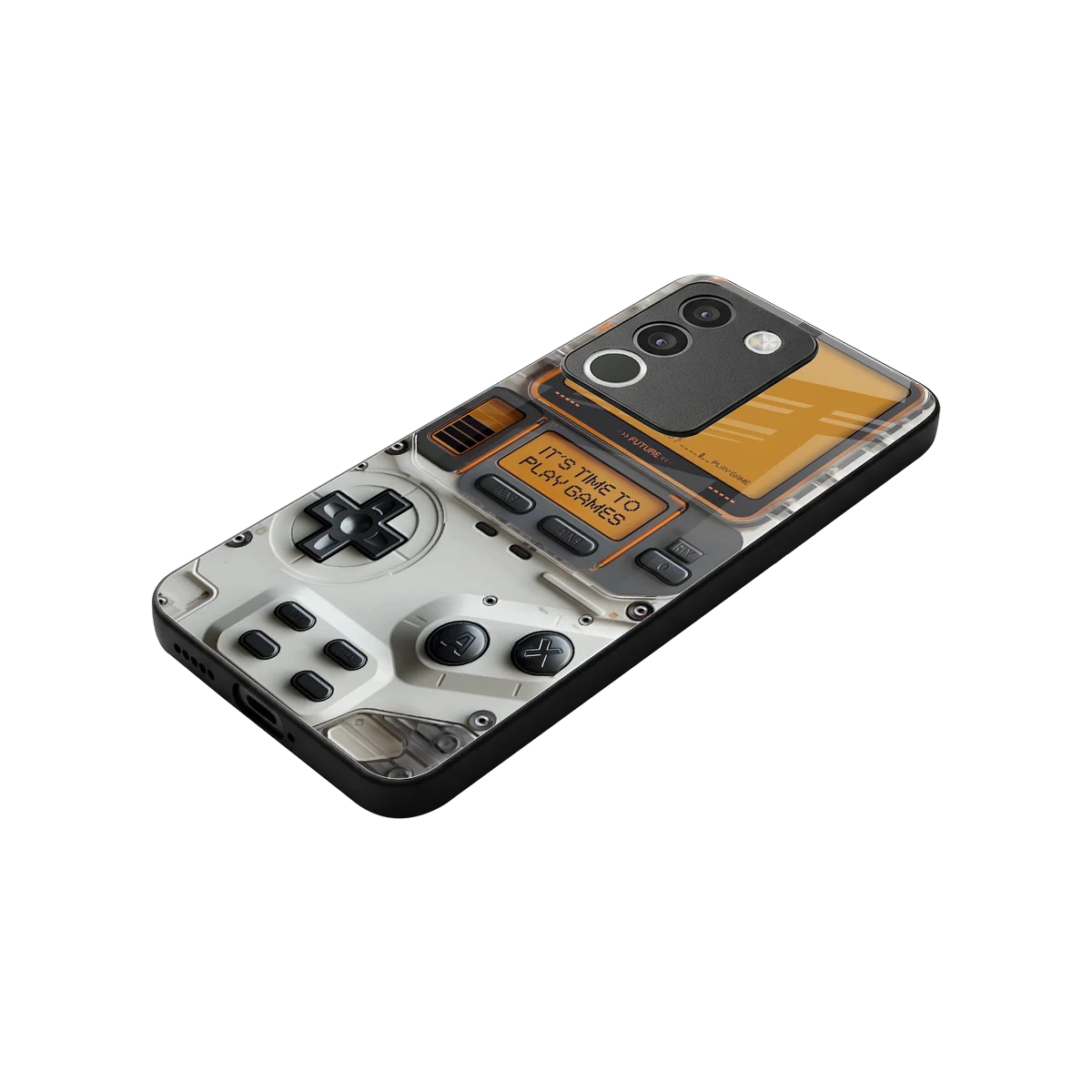 Gameboy Orange stylish phone case for vivo y200 5g | glossy glass and slim fit