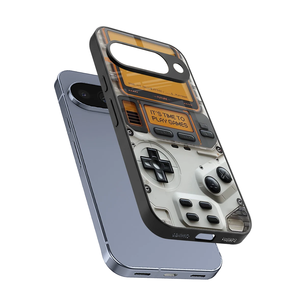 Gameboy Orange sleek google pixel 10 cover with tempered glass back and TPU edges