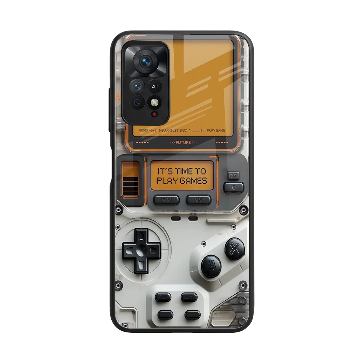 Gameboy Orange back phone cover | glass case for redmi note 11 pro