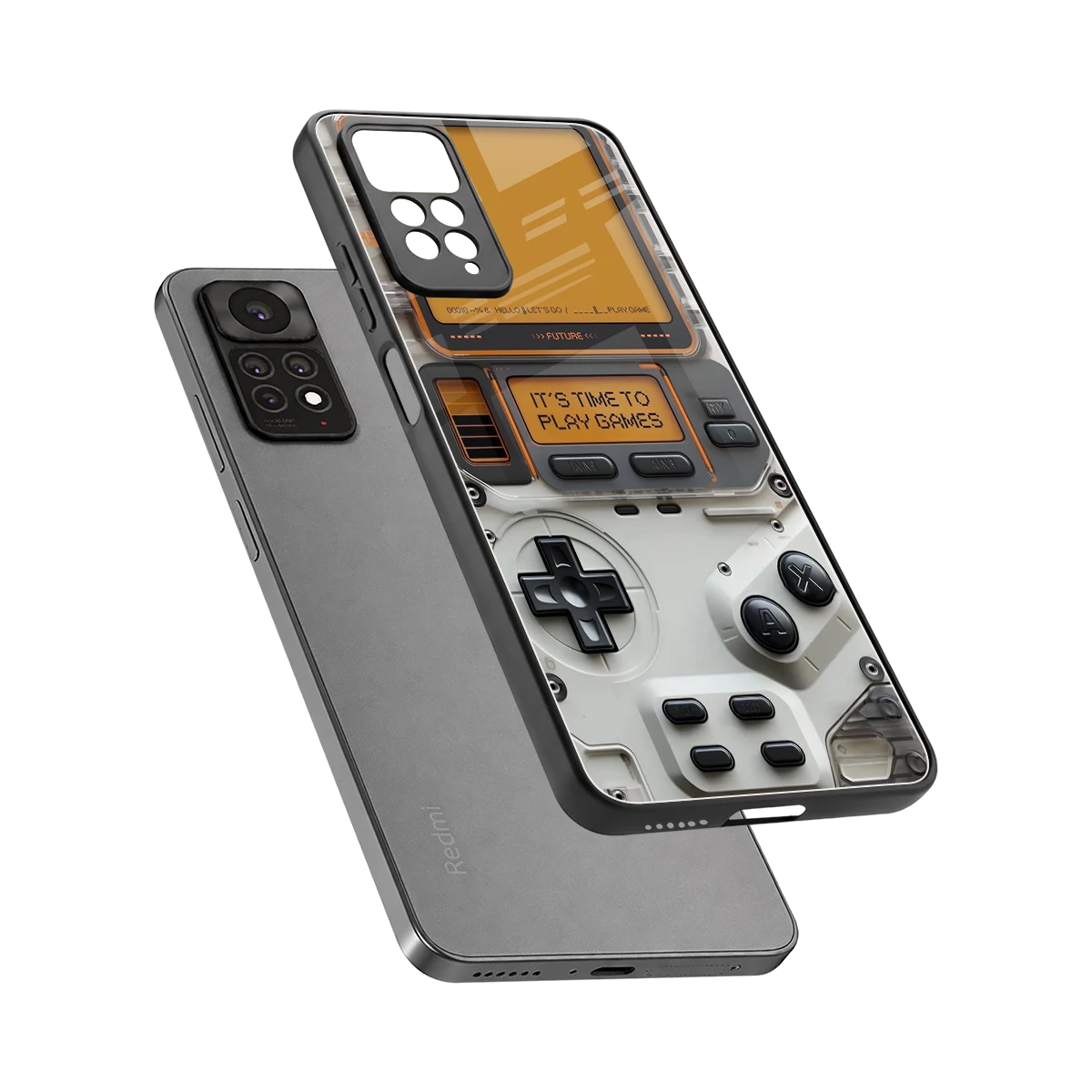 Gameboy Orange sleek redmi note 11 pro cover with tempered glass back and TPU edges