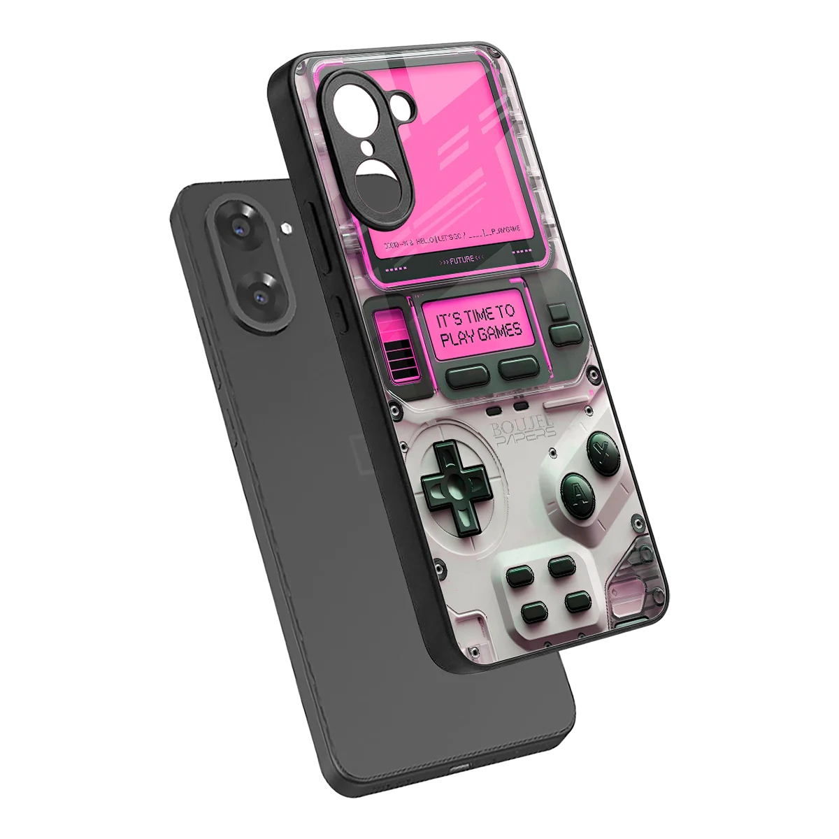 Gameboy Pink sleek oneplus nord ce5 5g cover with tempered glass back and TPU edges