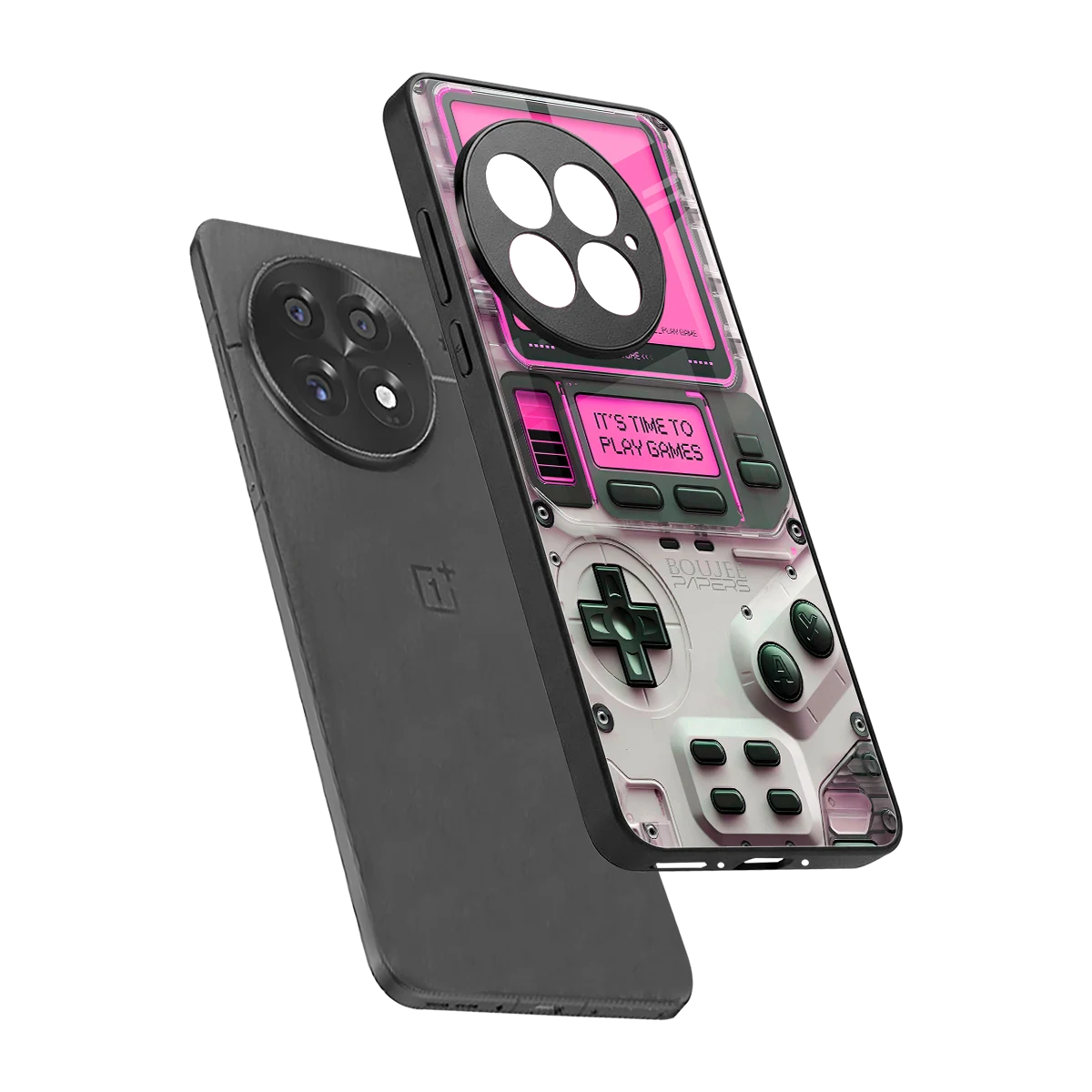 Gameboy Pink sleek oneplus 13 cover with tempered glass back and TPU edges