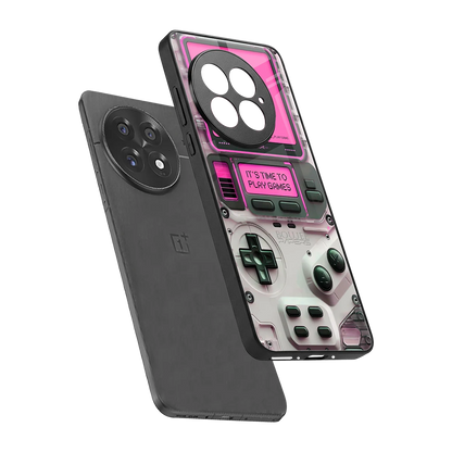 Gameboy Pink sleek oneplus 13 cover with tempered glass back and TPU edges