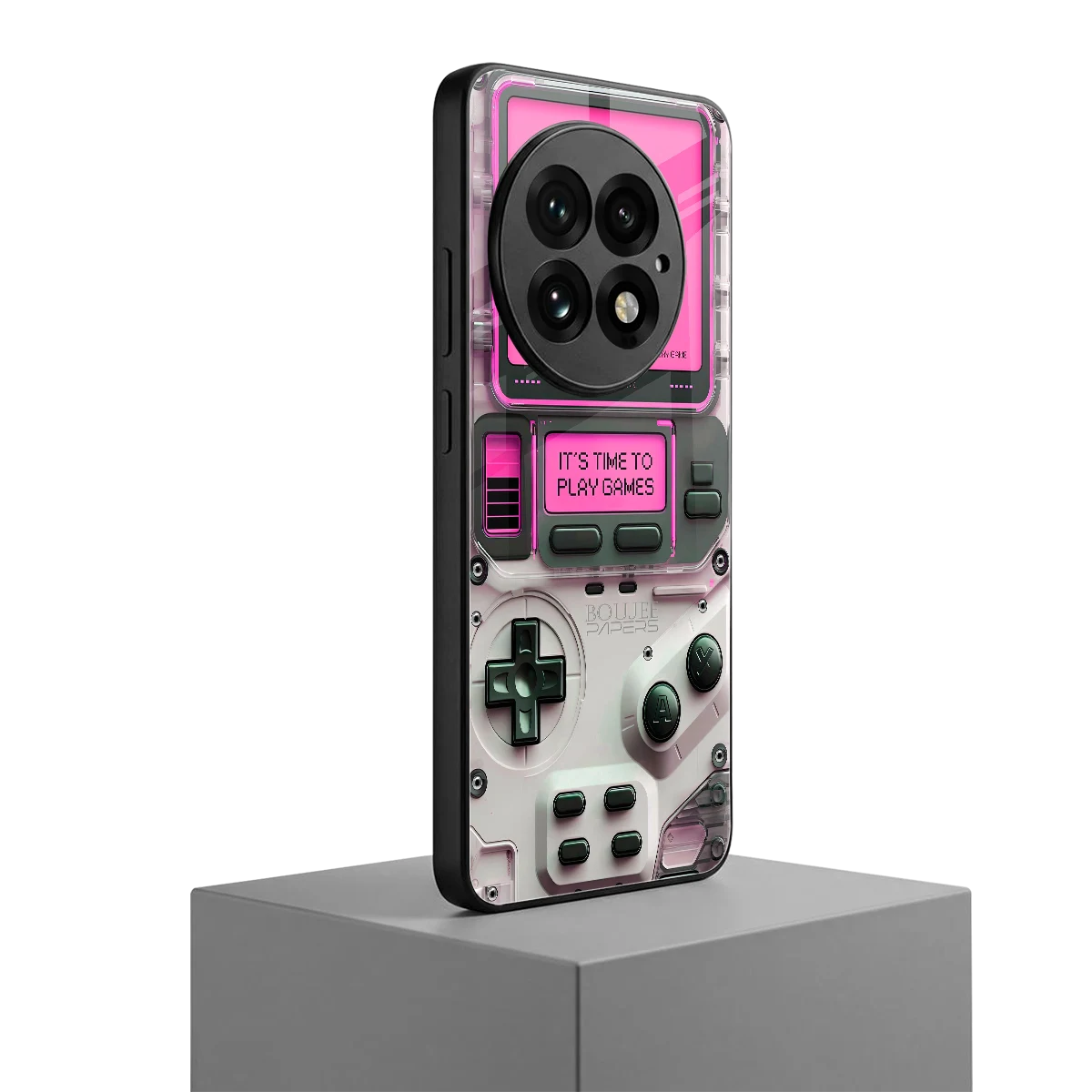 Gameboy Pink oneplus 13 mobile cover | shockproof glass phone case