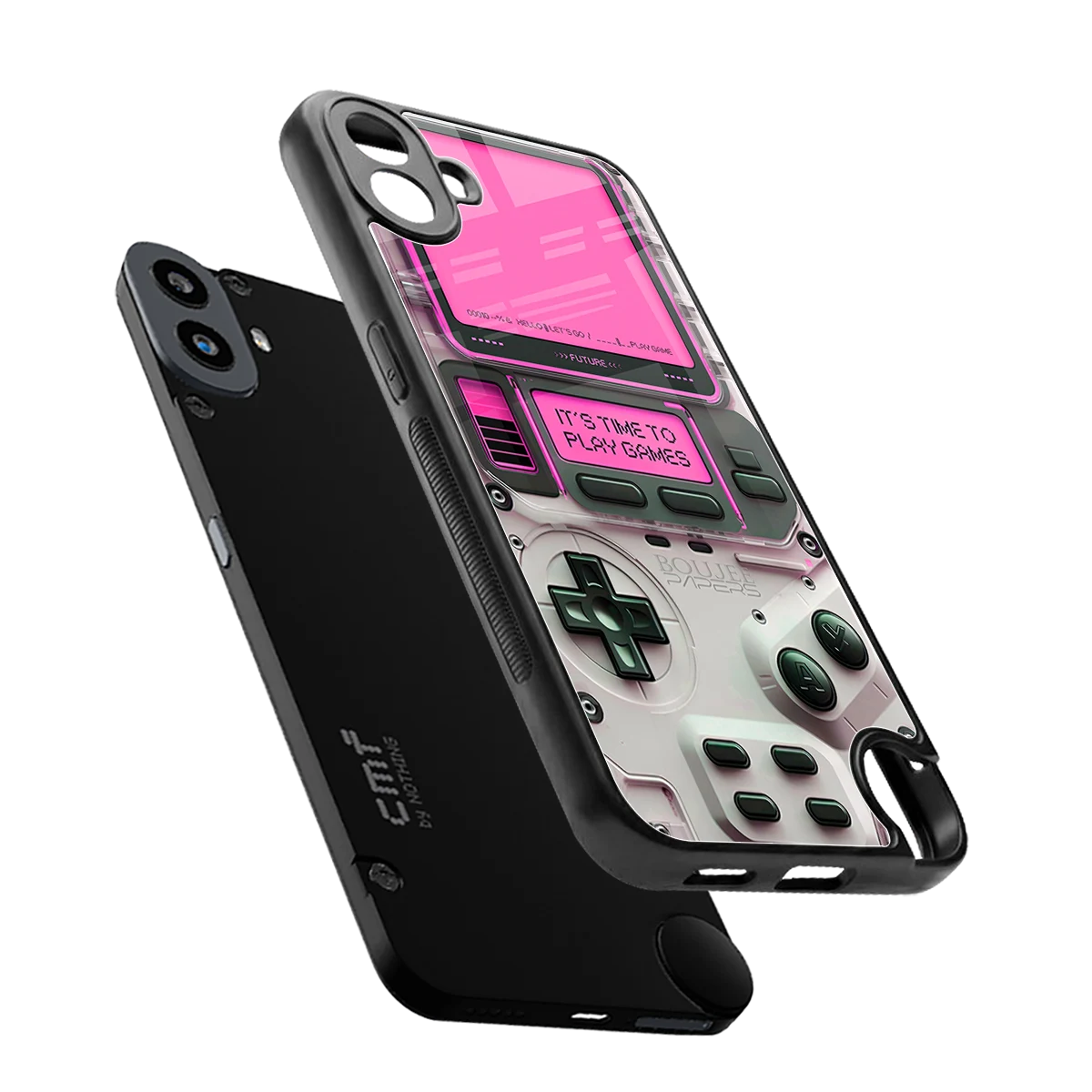 Gameboy Pink sleek cmf nothing phone 1 cover with tempered glass back and TPU edges