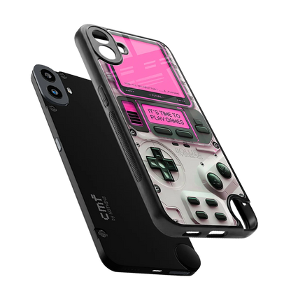 Gameboy Pink sleek cmf nothing phone 1 cover with tempered glass back and TPU edges