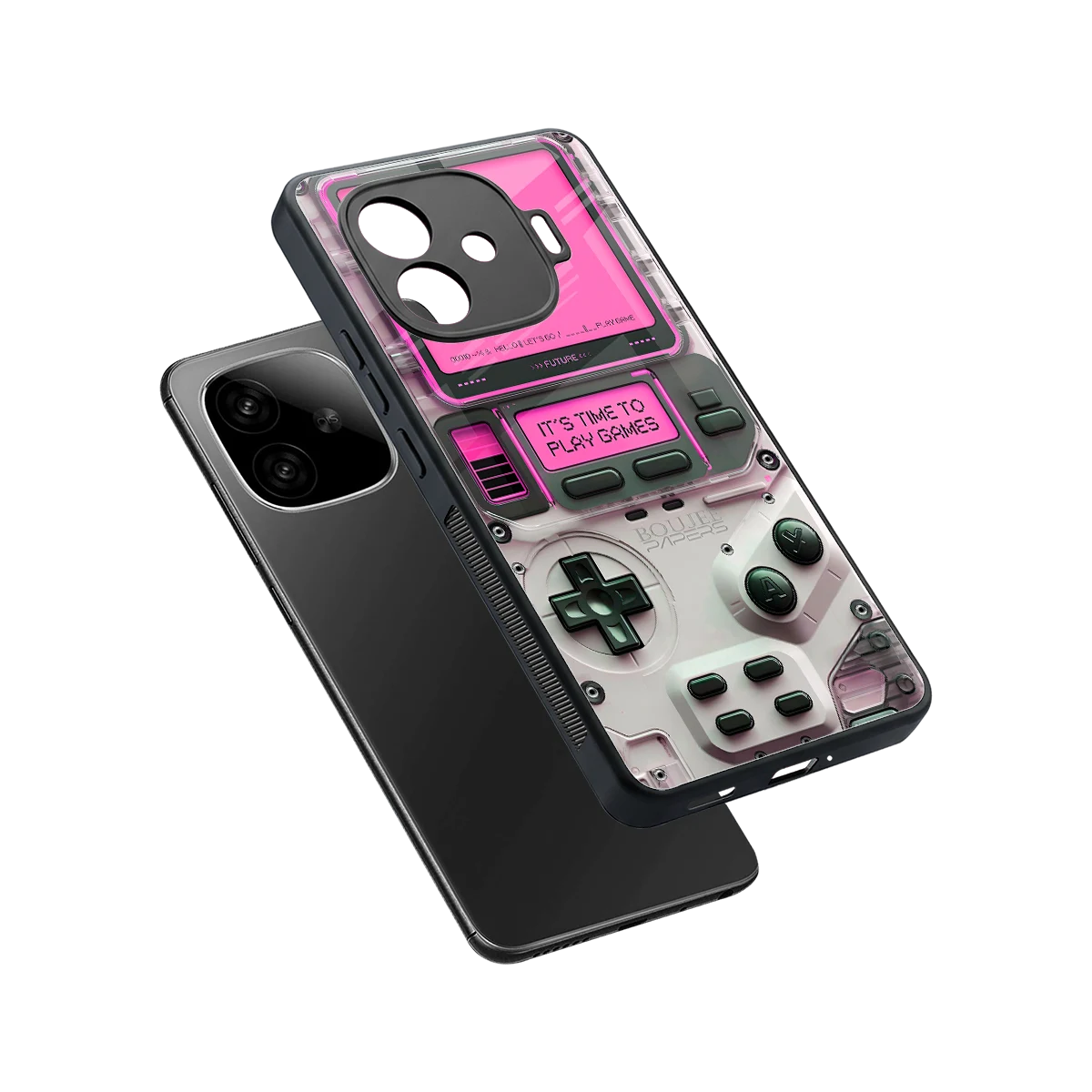 Gameboy Pink sleek iqoo neo 10r 5g cover with tempered glass back and TPU edges