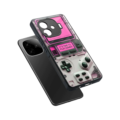 Gameboy Pink sleek iqoo neo 10r 5g cover with tempered glass back and TPU edges