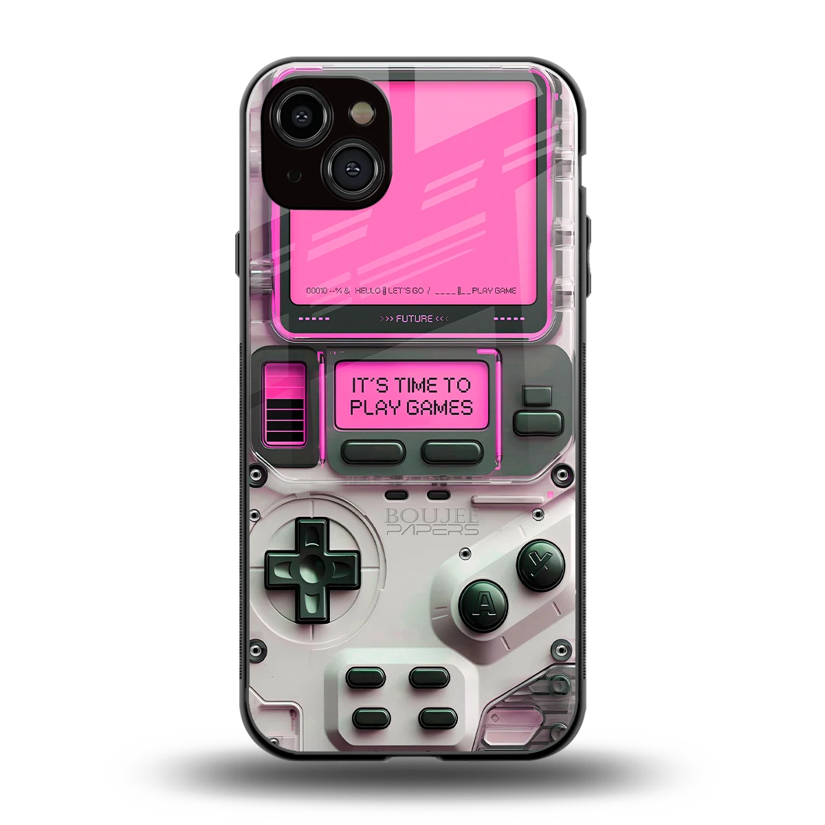 Gameboy Pink back phone cover | glass case for iphone 14 plus