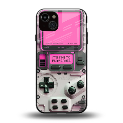 Gameboy Pink back phone cover | glass case for iphone 14 plus