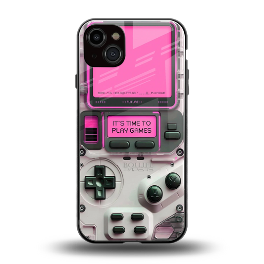 Gameboy Pink back phone cover | glass case for iphone 14 plus