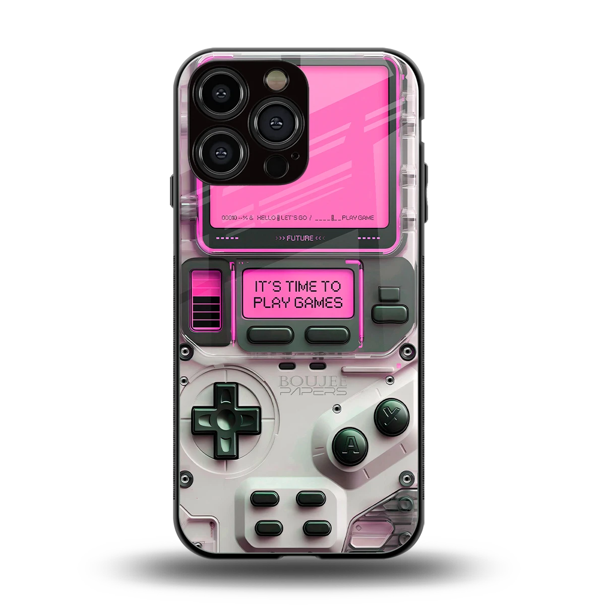 Gameboy Pink back phone cover | glass case for iphone 15 pro max