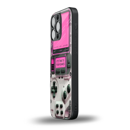 Gameboy Pink iphone 15 pro max mobile cover | shockproof glass phone case