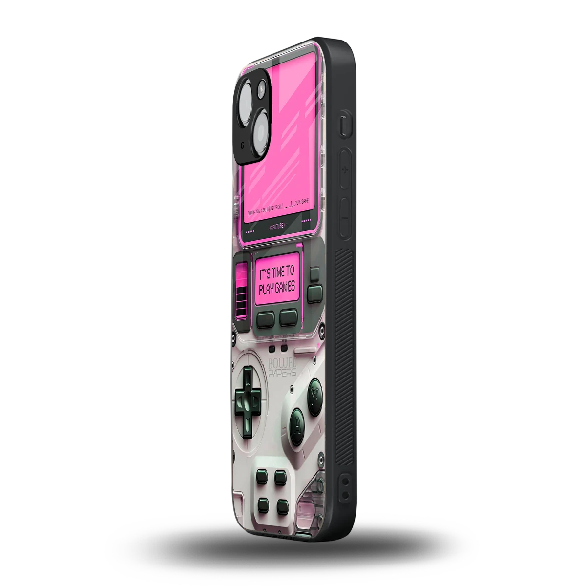 Gameboy Pink iphone 15 mobile cover | shockproof glass phone case
