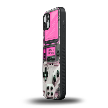 Gameboy Pink iphone 15 mobile cover | shockproof glass phone case