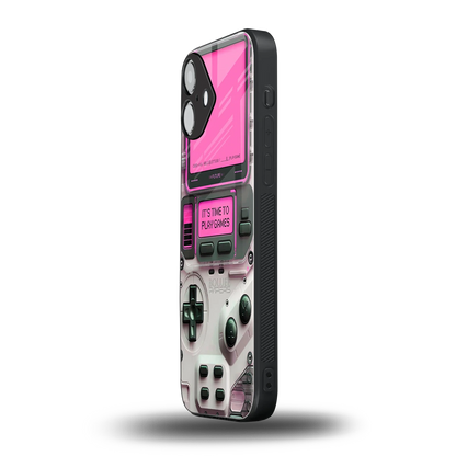 Gameboy Pink iphone 16 plus mobile cover | shockproof glass phone case