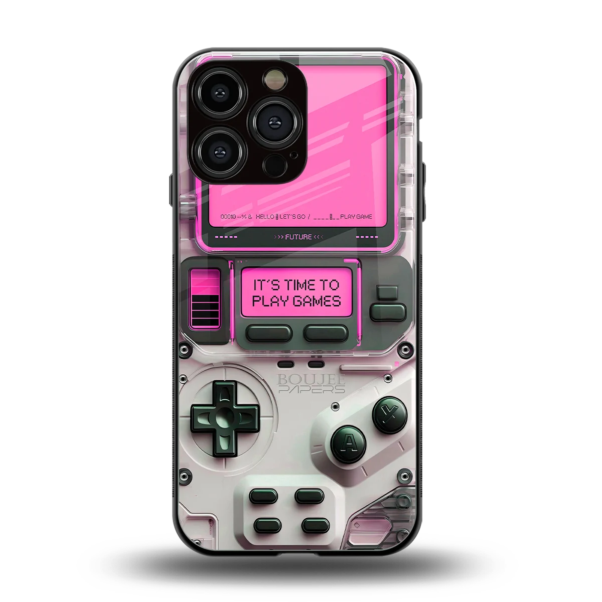 Gameboy Pink back phone cover | glass case for iphone 16 pro max