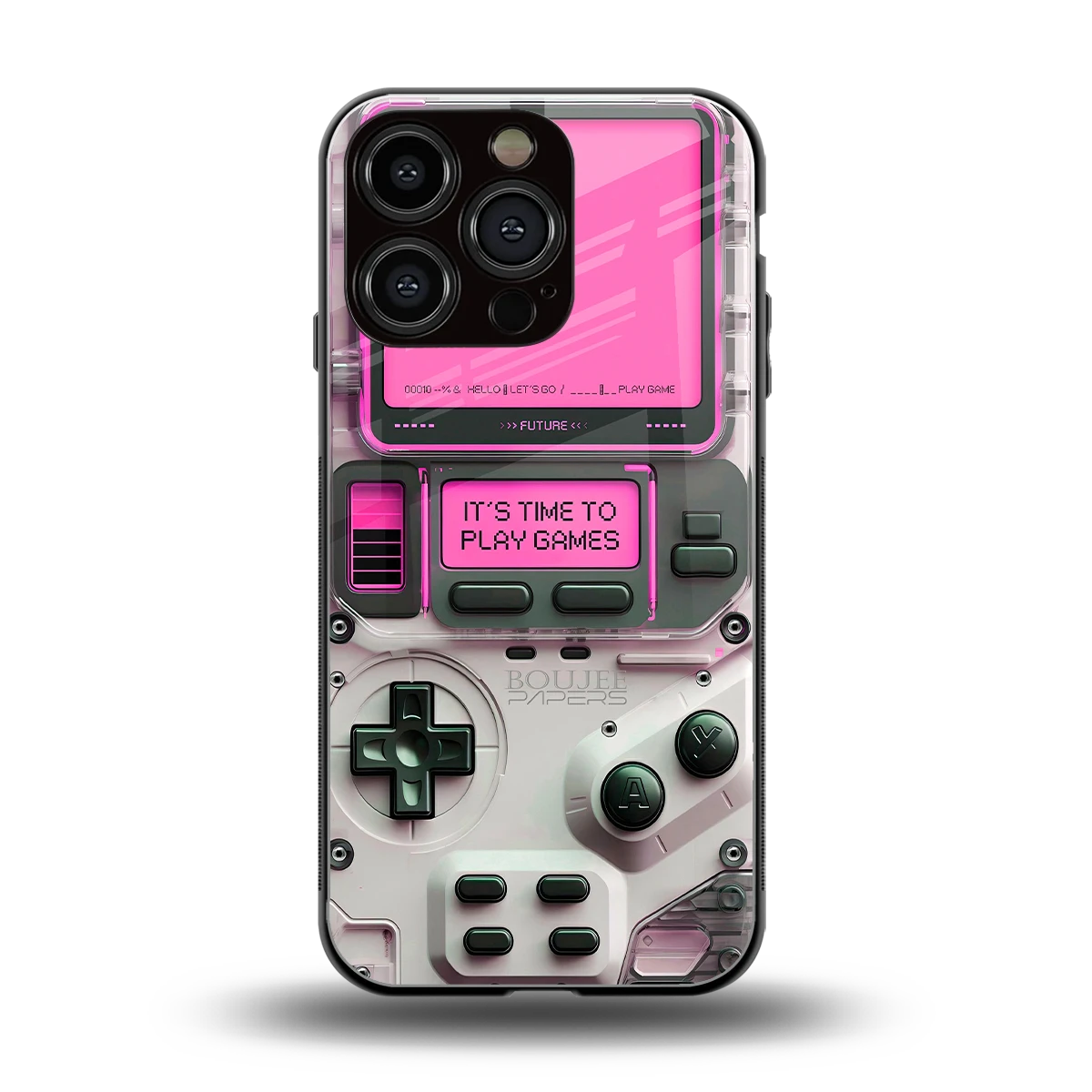 Gameboy Pink back phone cover | glass case for iphone 16 pro
