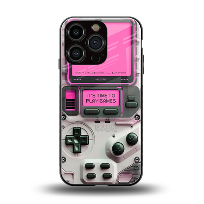 Gameboy Pink back phone cover | glass case for iphone 16 pro