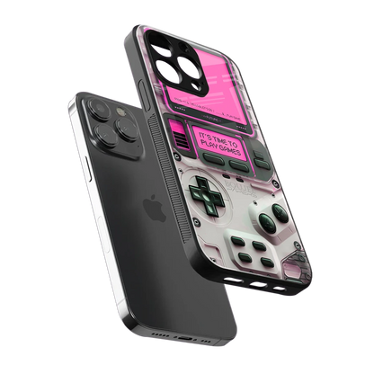 Gameboy Pink sleek iphone 16 pro cover with tempered glass back and TPU edges