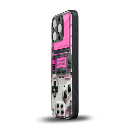 Gameboy Pink iphone 16 pro mobile cover | shockproof glass phone case