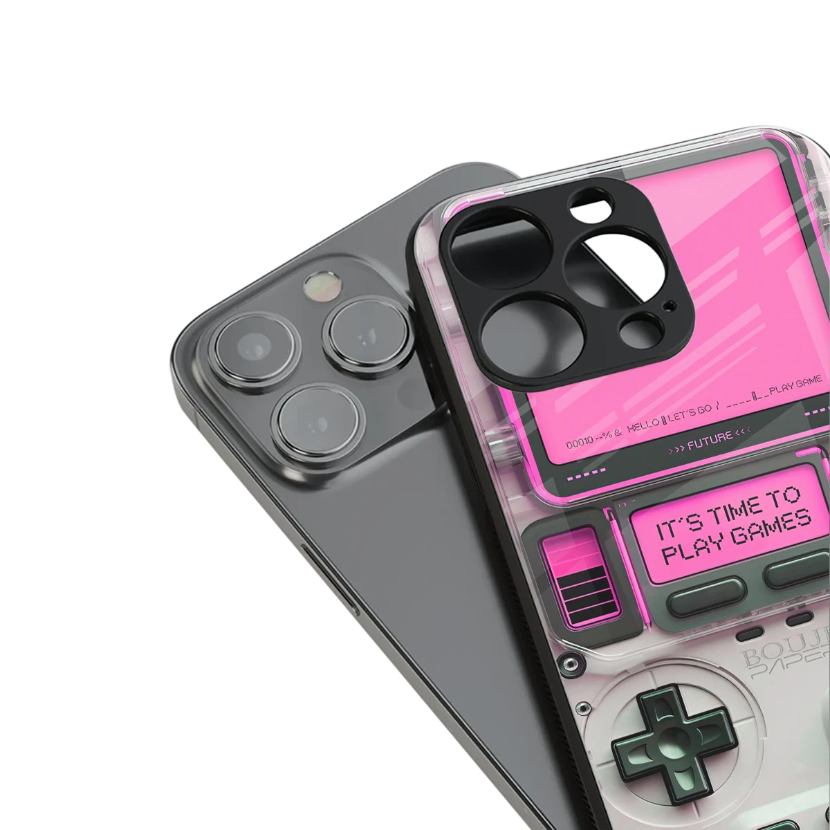 Gameboy Pink stylish phone case for iphone 13 pro | glossy glass and slim fit