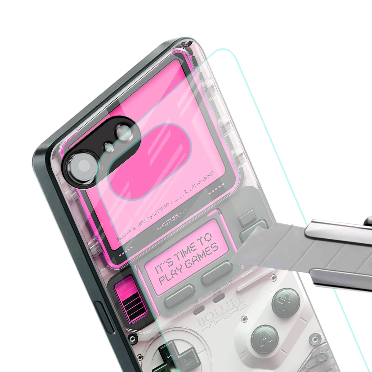 Gameboy Pink stylish phone case for iphone 16e | glossy glass and slim fit