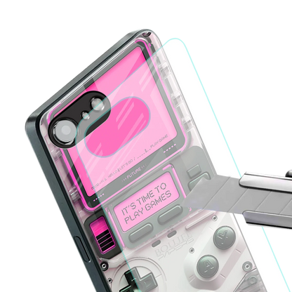 Gameboy Pink stylish phone case for iphone 16e | glossy glass and slim fit