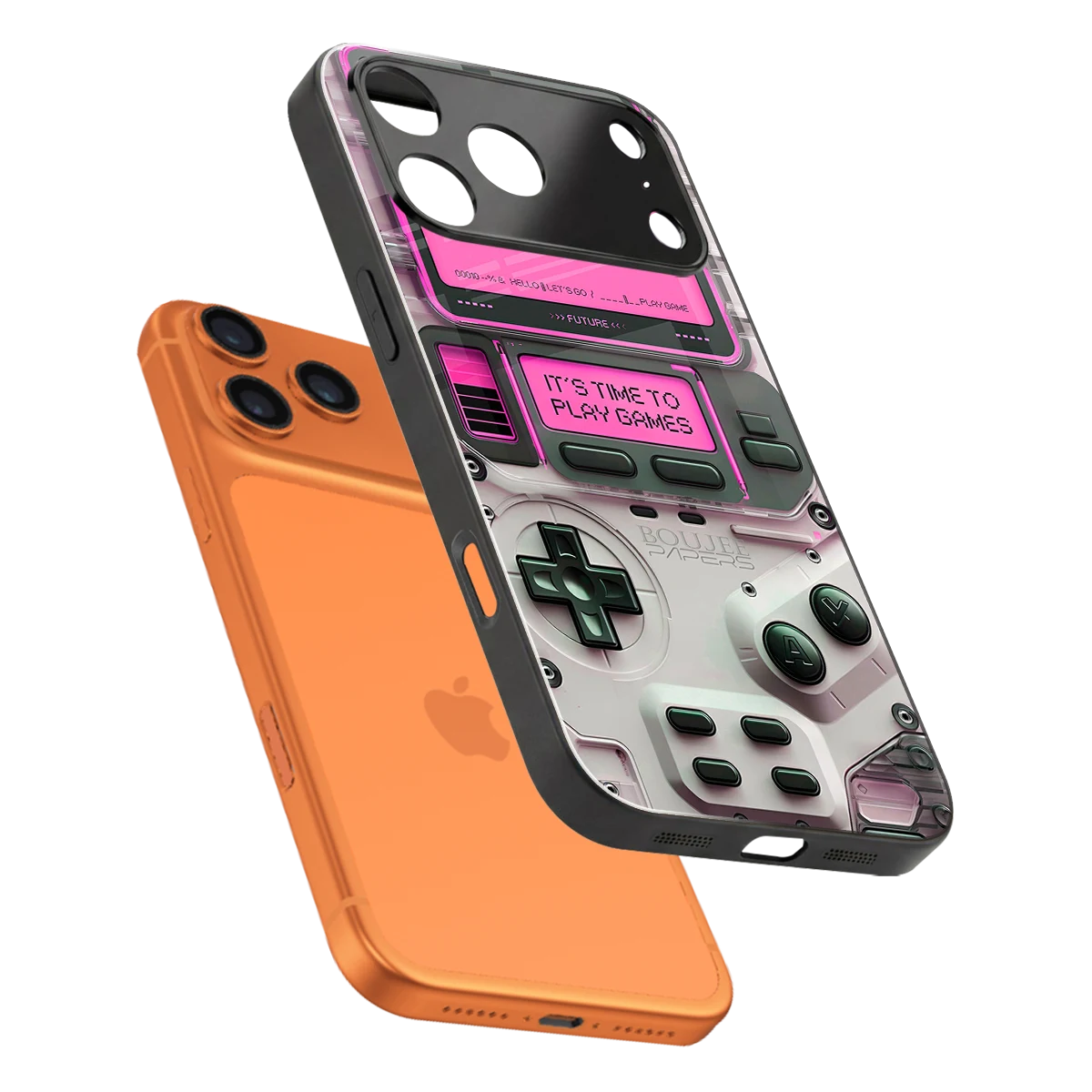 Gameboy Pink sleek iphone 17 pro cover with tempered glass back and TPU edges
