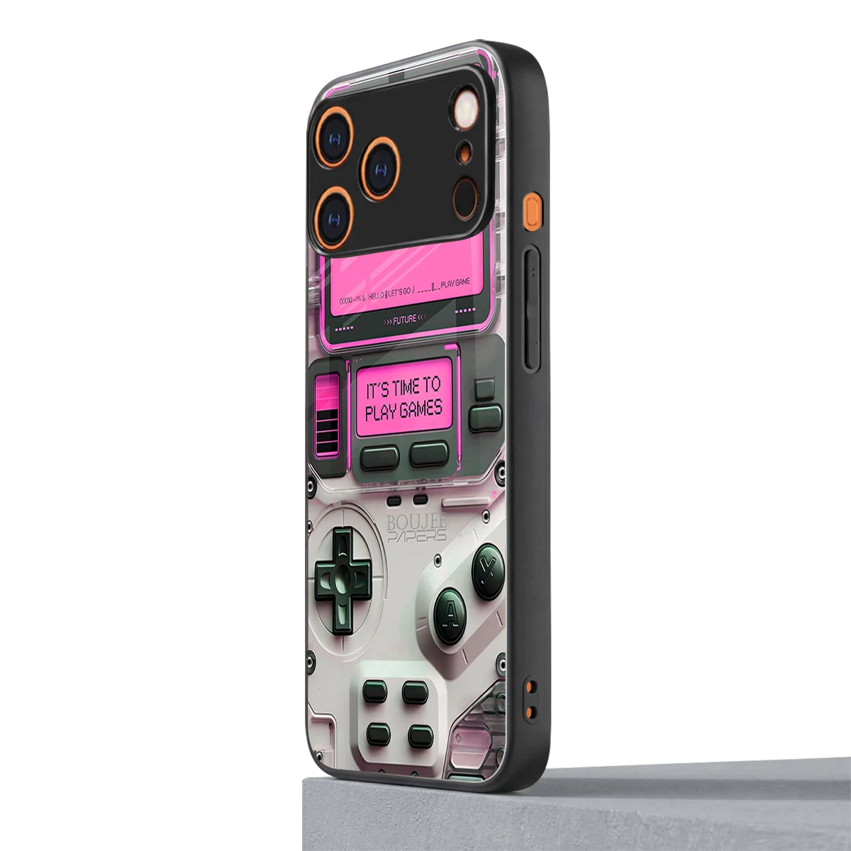 Gameboy Pink iphone 17 pro mobile cover | shockproof glass phone case
