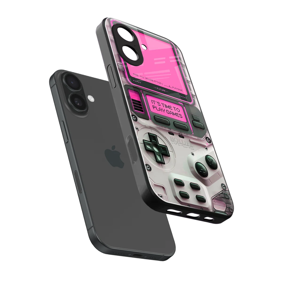 Gameboy Pink sleek iphone 17 cover with tempered glass back and TPU edges