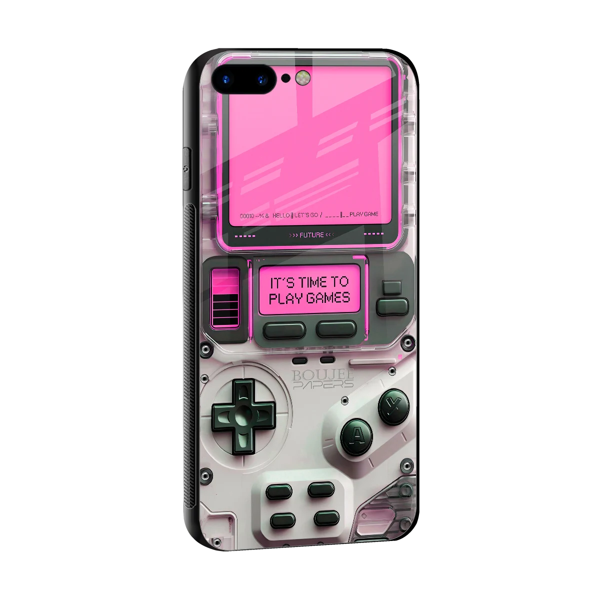 Gameboy Pink sleek iphone 8 plus cover with tempered glass back and TPU edges