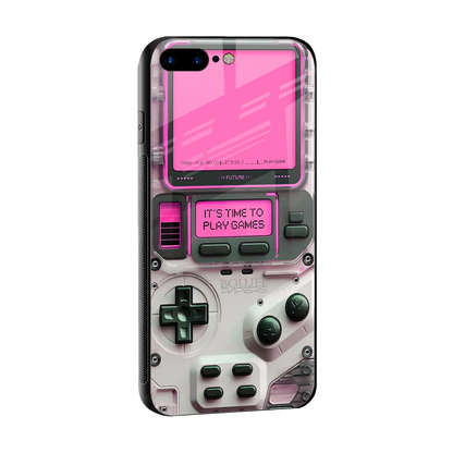 Gameboy Pink sleek iphone 8 plus cover with tempered glass back and TPU edges