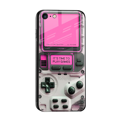 Gameboy Pink sleek iphone 7 cover with tempered glass back and TPU edges