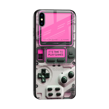 Gameboy Pink sleek iphone xs max cover with tempered glass back and TPU edges