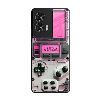Gameboy Pink back phone cover | glass case for motorola edge 50 fusion