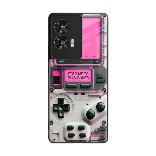 Gameboy Pink back phone cover | glass case for motorola edge 50 fusion