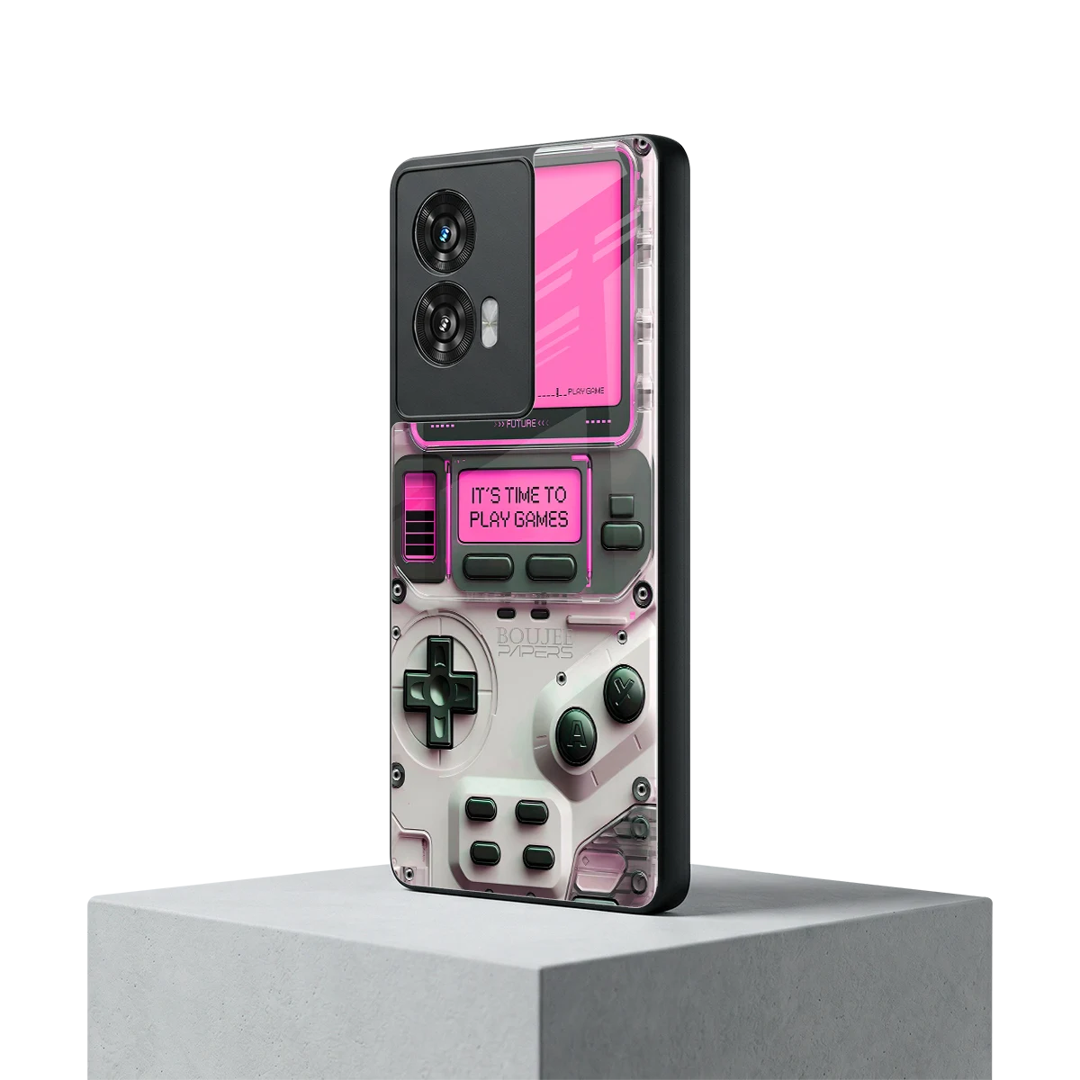 Gameboy Pink motorola edge 50 fusion mobile cover | shockproof glass phone case