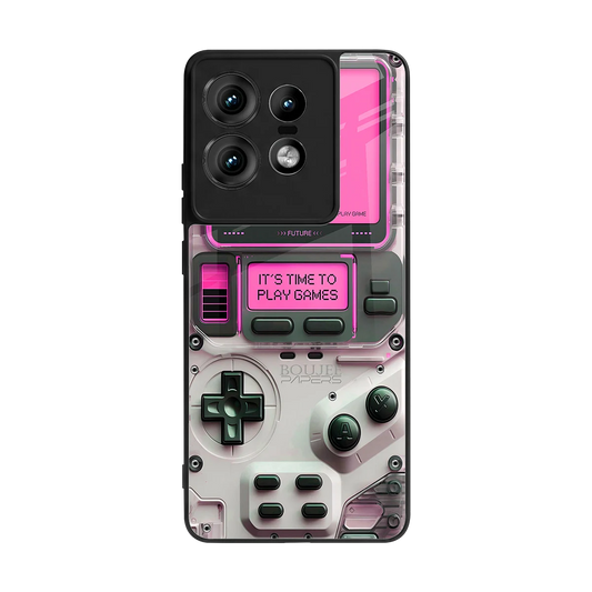 Gameboy Pink back phone cover | glass case for motorola edge 50 pro