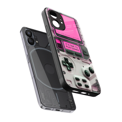 Gameboy Pink sleek nothing phone 1 cover with tempered glass back and TPU edges