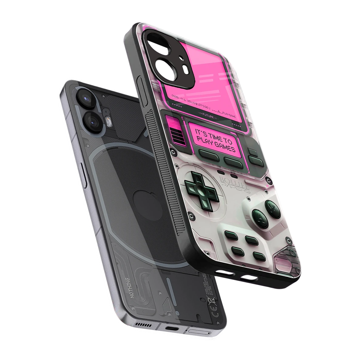 Gameboy Pink sleek nothing phone 2 cover with tempered glass back and TPU edges