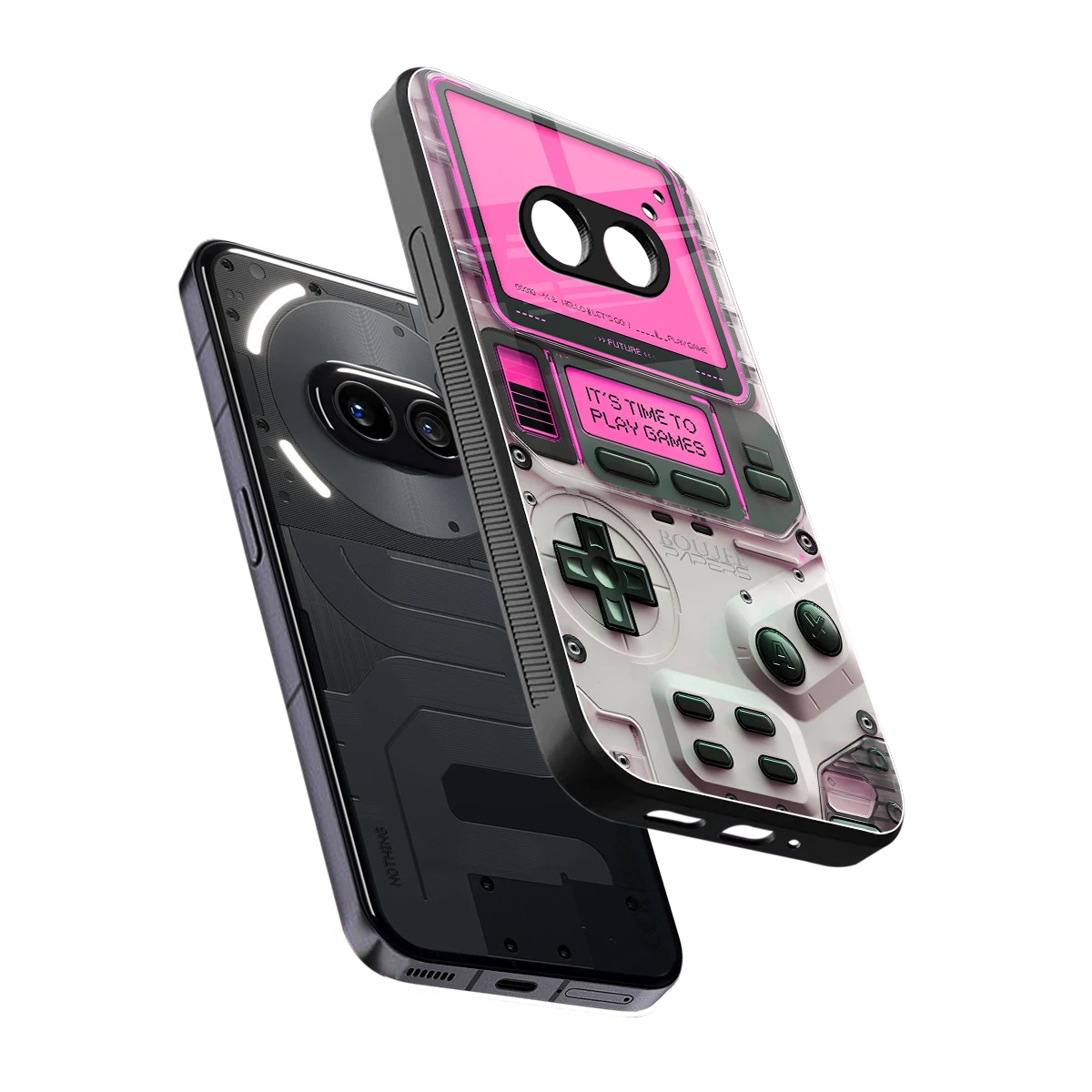 Gameboy Pink sleek nothing phone 2a cover with tempered glass back and TPU edges