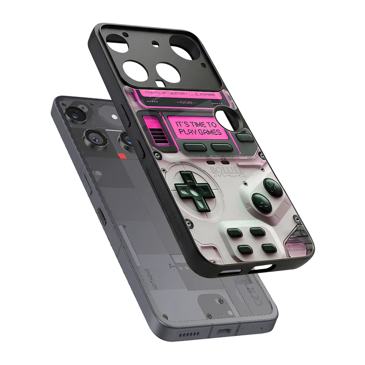 Gameboy Pink sleek nothing phone 3 cover with tempered glass back and TPU edges