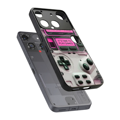 Gameboy Pink sleek nothing phone 3 cover with tempered glass back and TPU edges