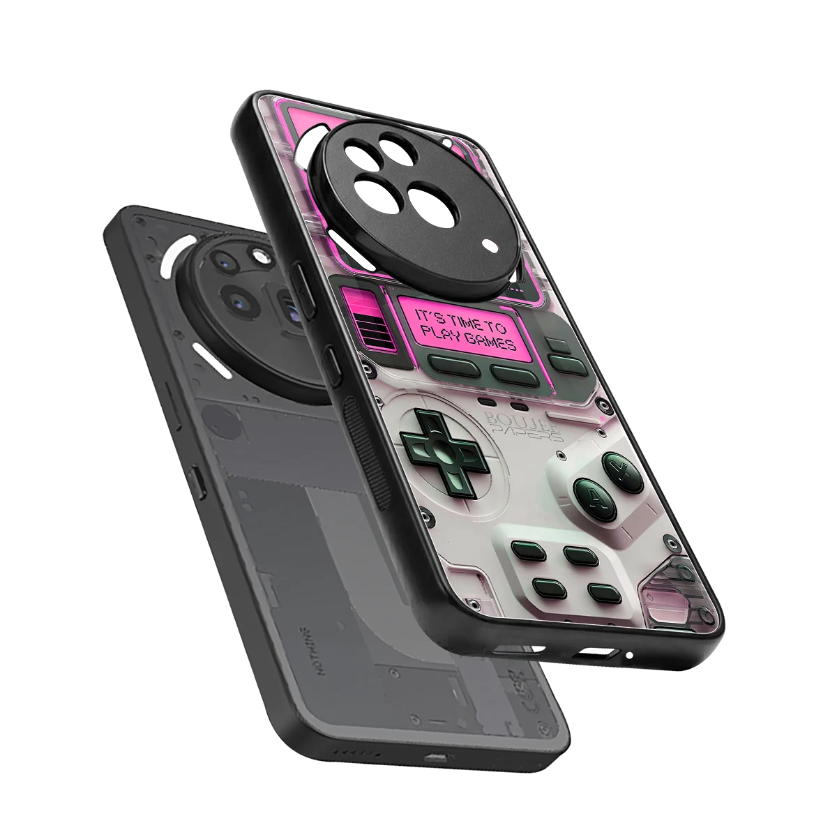 Gameboy Pink sleek nothing phone 3a pro cover with tempered glass back and TPU edges