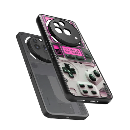 Gameboy Pink sleek nothing phone 3a pro cover with tempered glass back and TPU edges