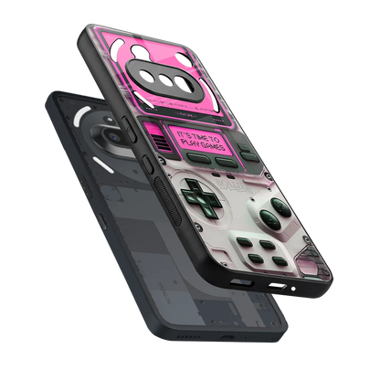Gameboy Pink sleek nothing phone 3a cover with tempered glass back and TPU edges