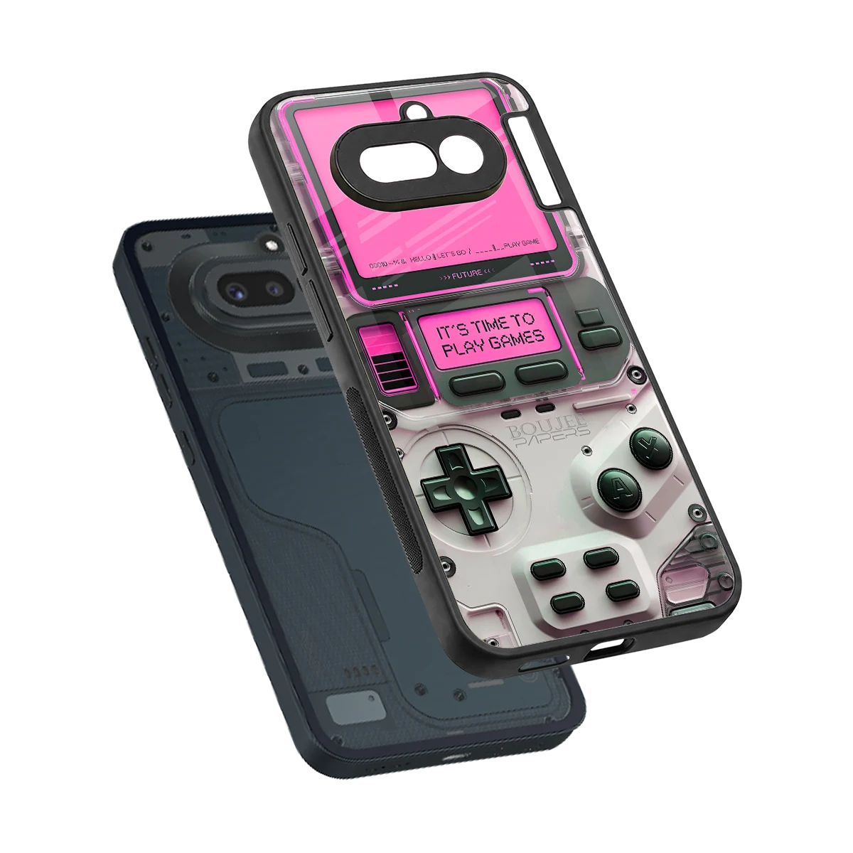 Gameboy Pink sleek nothing phone 4a cover with tempered glass back and TPU edges